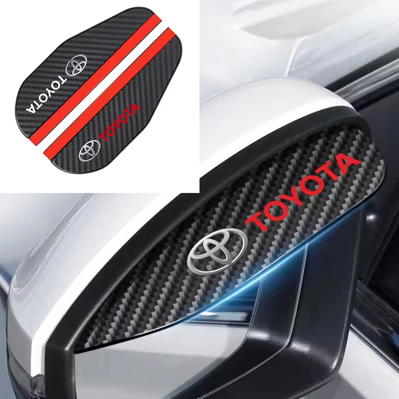 2 قطعة سيارة ألياف الكربون المطر الحاجب مرآة الرؤية الخلفية قناع الظل لتويوتا Rav4 CHR يارس بريوس أفينسيس كورولا كامري هايلاندر