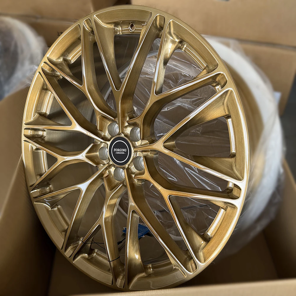 Xianglun Hot Sale Custom Forged Aluminium Alloy Brushed Gold Wheel Hub 17-26 5x112/114.3/120 40mm 25mm Multi Spoke 20mm 30mm 100