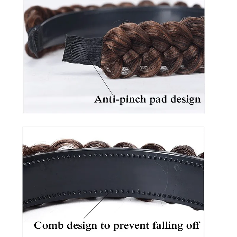 Frauen synthetische Perücke Twist geflochtene Haar bänder Mode Zöpfe Haarschmuck Frauen böhmische Natur Stirnband Stretch für Party – Detail 10