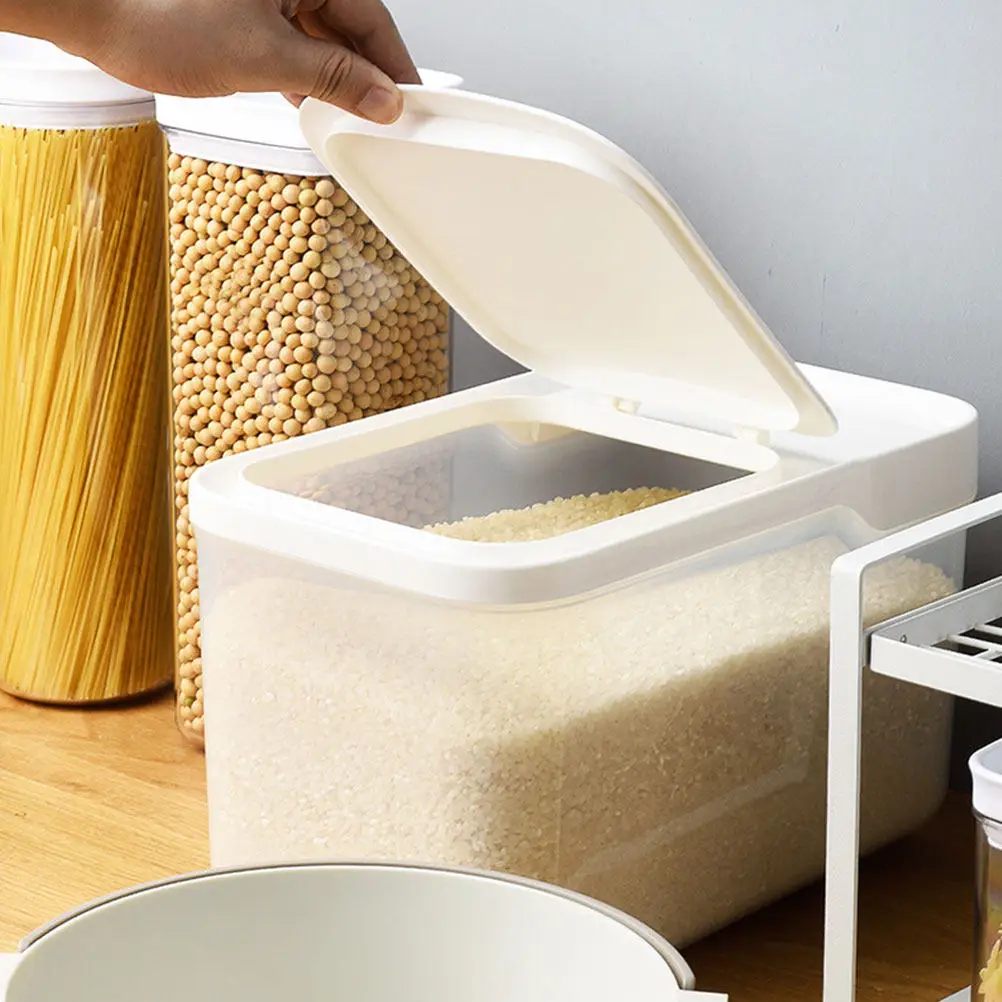 Sealed Rice Container Plastic Household Storage Bin Moisture Proof Airtight Design for Rice Flour Cereal Long Term Freshness