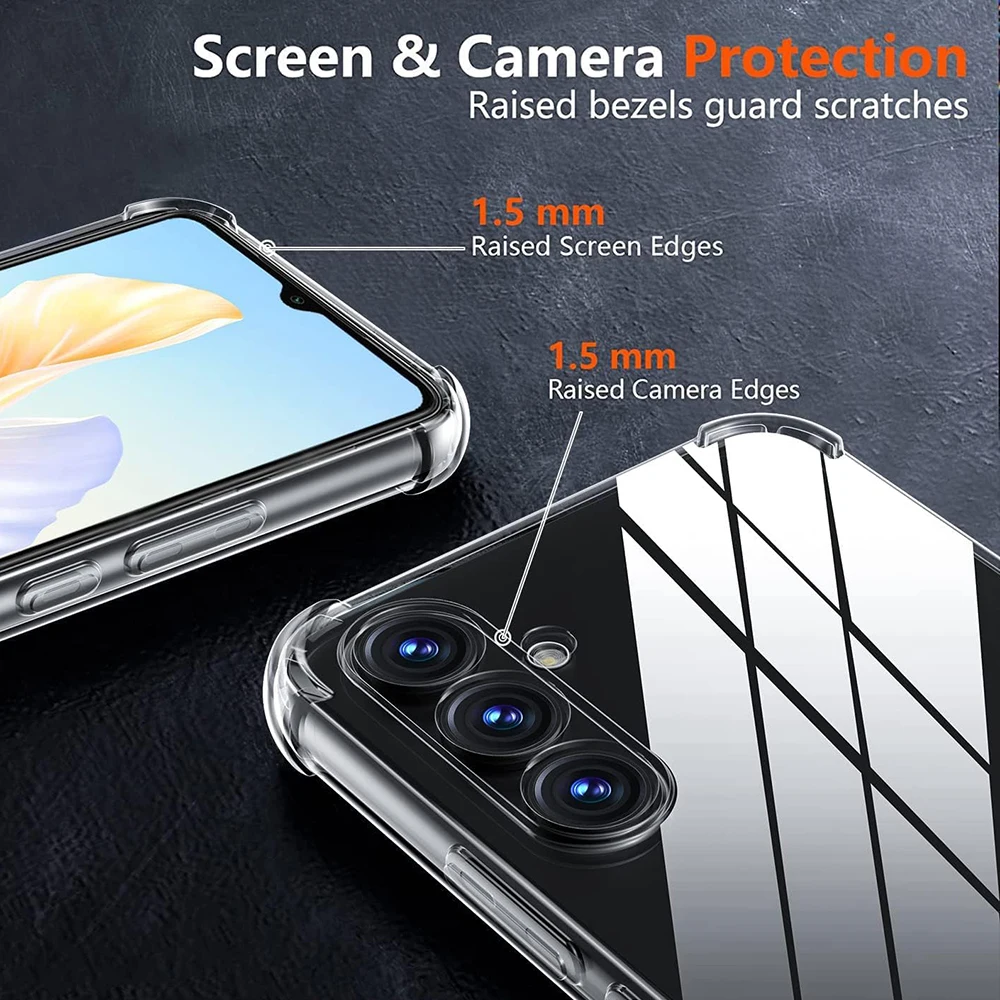 Luxury Transparent Silicone Soft Shockproof Case For Samsung Galaxy S24 S23 FE Plus Ultra A55 A35 A25 A15 A54 A34 A24 A14 Cover