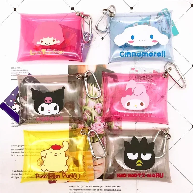 Monedero de Hello Kitty, monedero bonito, Mini billetera con cremallera, lápiz labial Sanrio Kuromi, bolso Kawaii, llavero, tarjetero de mano