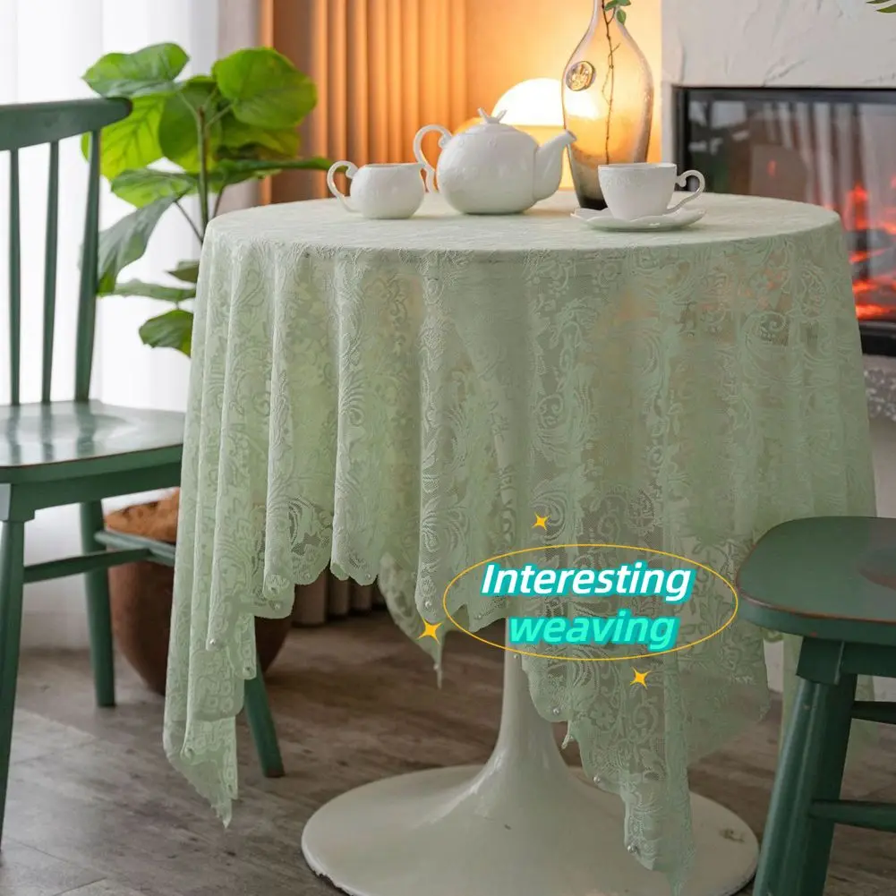 French Lace Tablecloth, Light Green Beaded Yarn Tablecloth, Photography Background Prop, Home Coffee Table Decoration Tablecloth