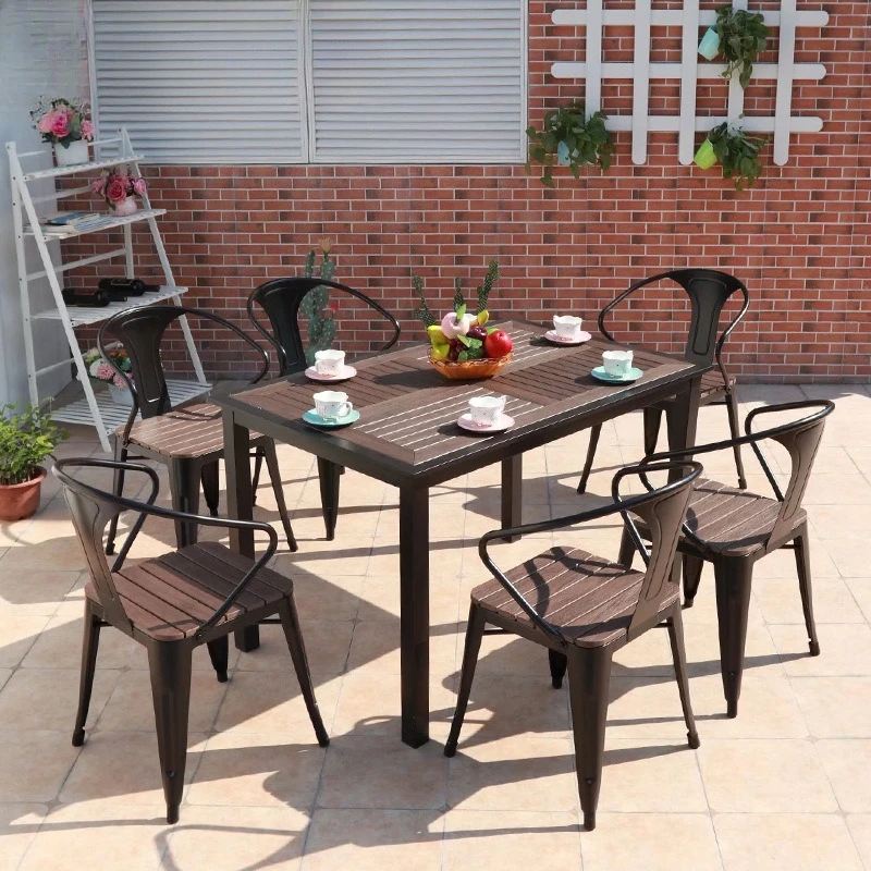 

Outdoor plastic wood table and chair combination furniture