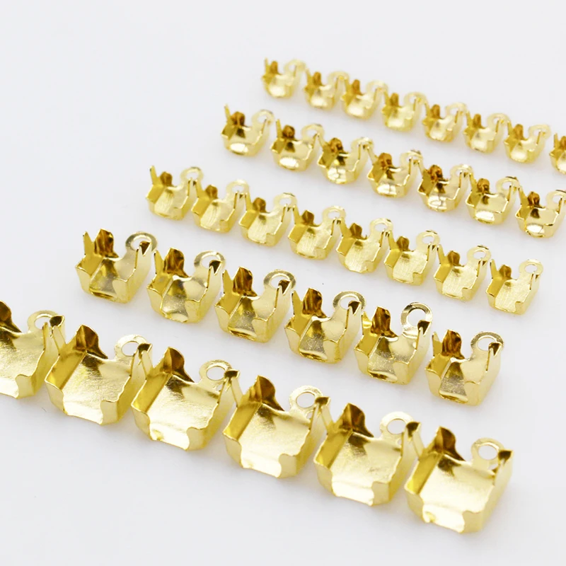 100p ss12 ss16 ss18 ss28 ss38 Gold silver Cup claw With Loop crystal rhinestone Trim End Chain Connector Ends Rings Lobster Clap