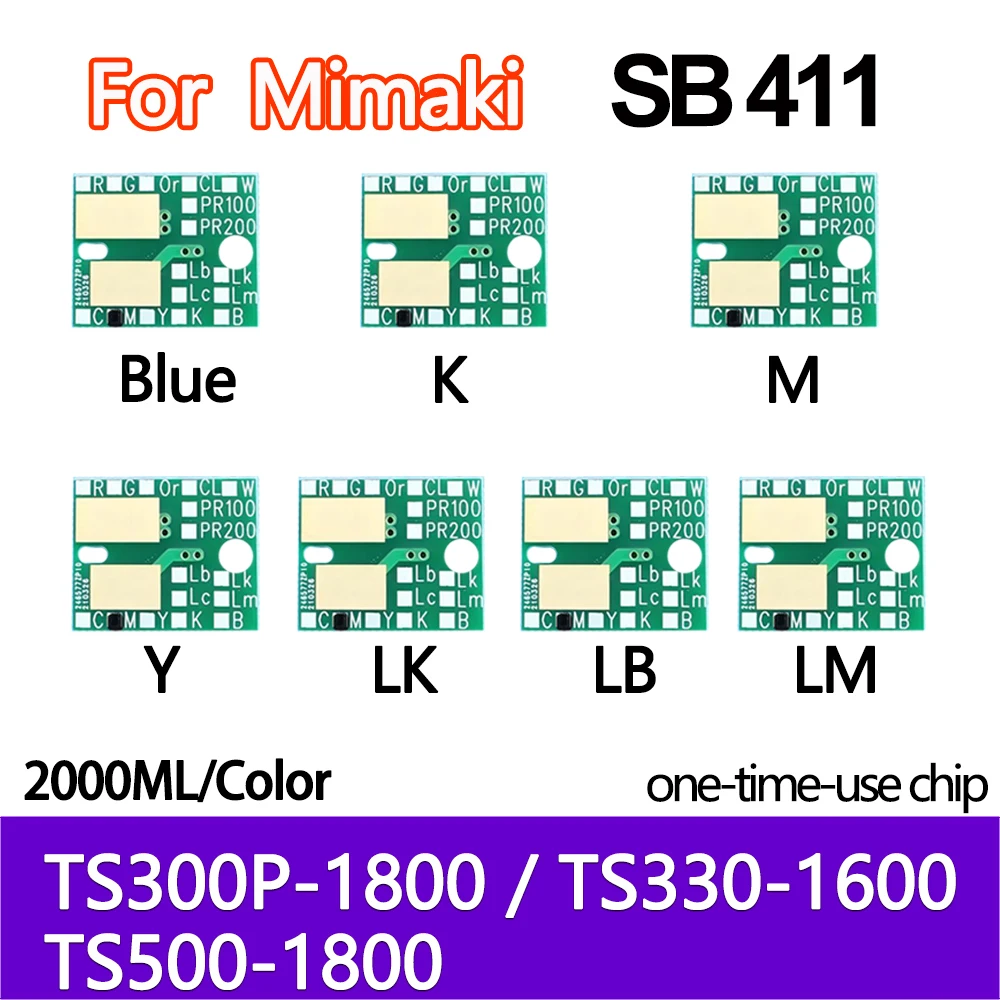 2000ML SB411 SB 411 Ink Chip for Mimaki TS330-1600 TS500-1800 TS300P-1800 Ink Bottle disposable chip Blue K M Y LM LB LK