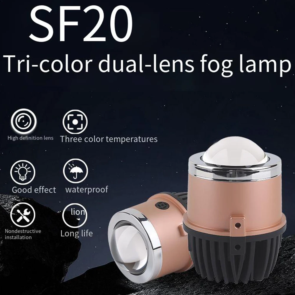 Car Fog Lamp Retrofit 2 inch Bi LED Fog Light Projector Lens 12V 48W 3000K 4300K 5500K Hi Lo Beam for EV Motorcycle
