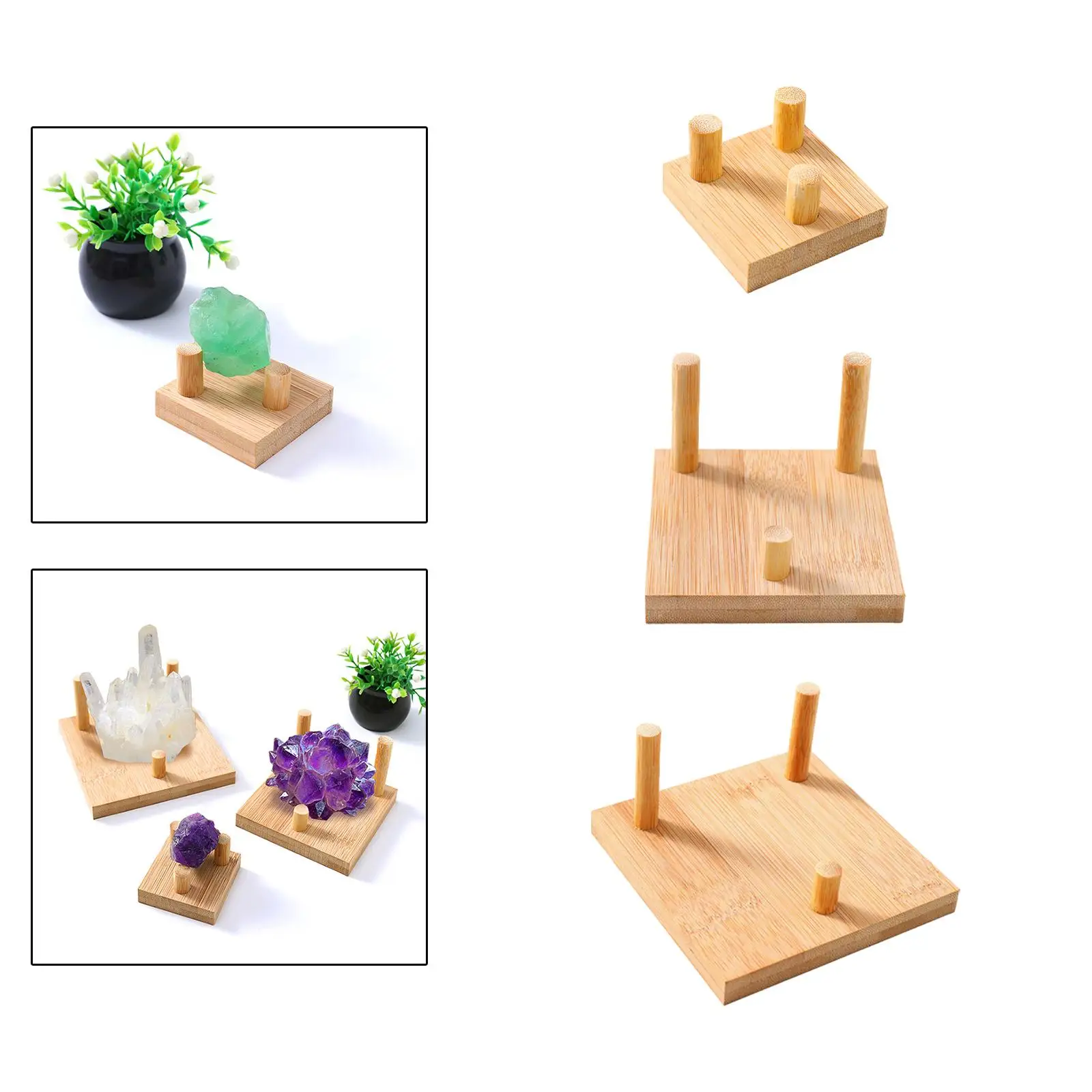 Wood Display Stand, Small Display Easel Holder, Square Compact Display Easel Stand Mineral Holder for Fossils Mineral Slab,