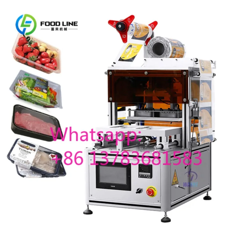 Electric Meat Vacuum Gas Filling Ready Meal Machine Film Cooked Food Modified Atmosphere Tray Sealer Semi-Automatic Customized