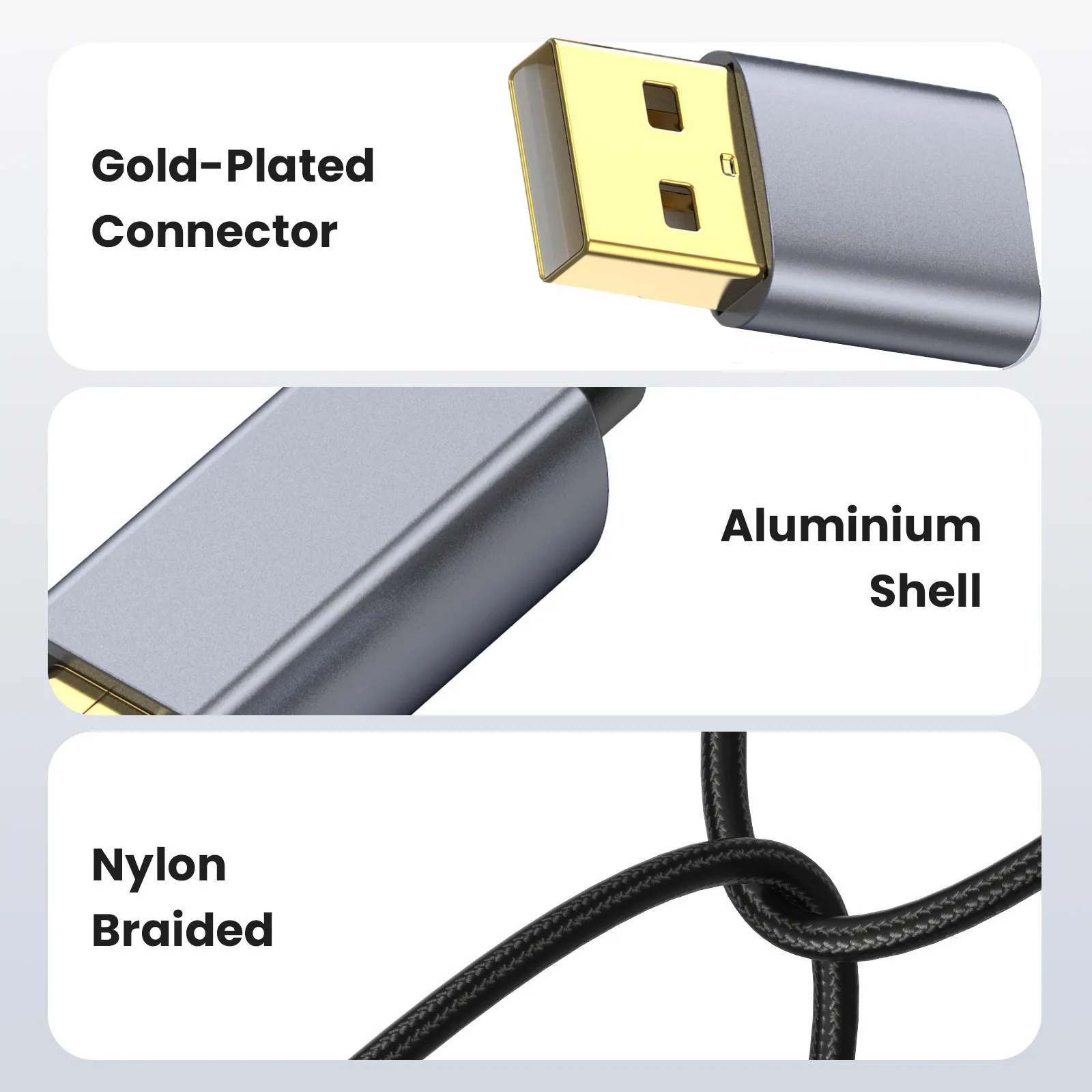USB 2.0 480Mbps Type A Male To Type A Male  To Male Extension Cable AM To AM Cord Gold-plated Plug Metal Shell Cotton Mesh