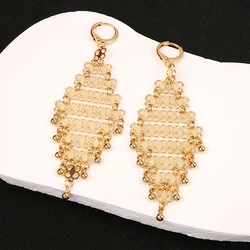 Women Earrings Copper Gold Plated Beads Pendant Earrings Arabian Wedding Jewelry Earrings Party Favors Accessories for Women
