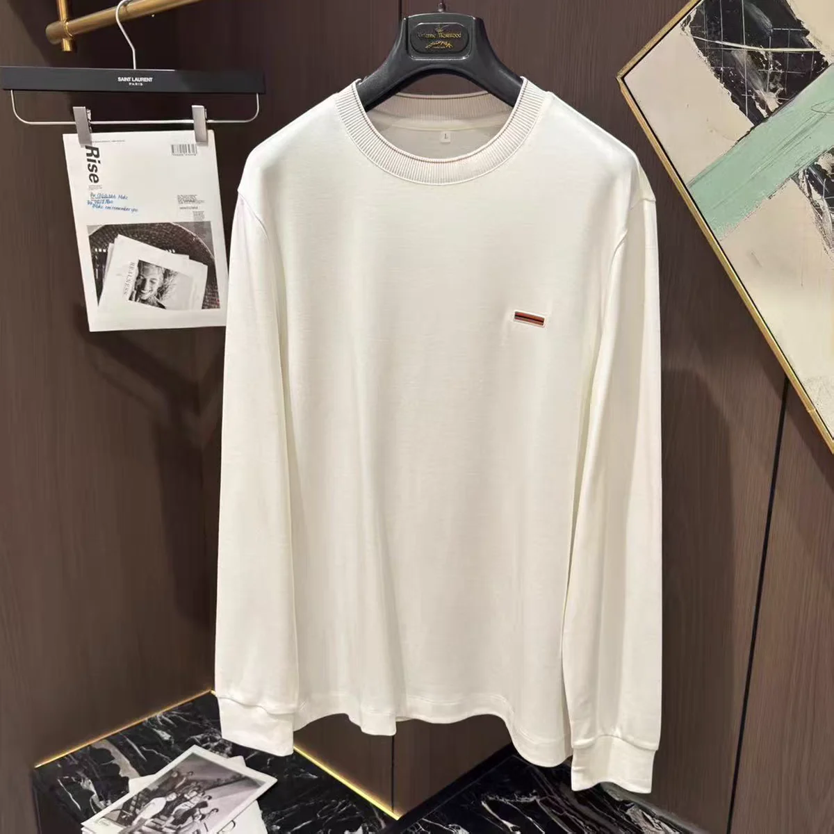 

Faionable Men's Long Sve round Ne T-irt Pure Color Horizontal Bae Base irt Ciwalk Youth Modal Stand Fit ...