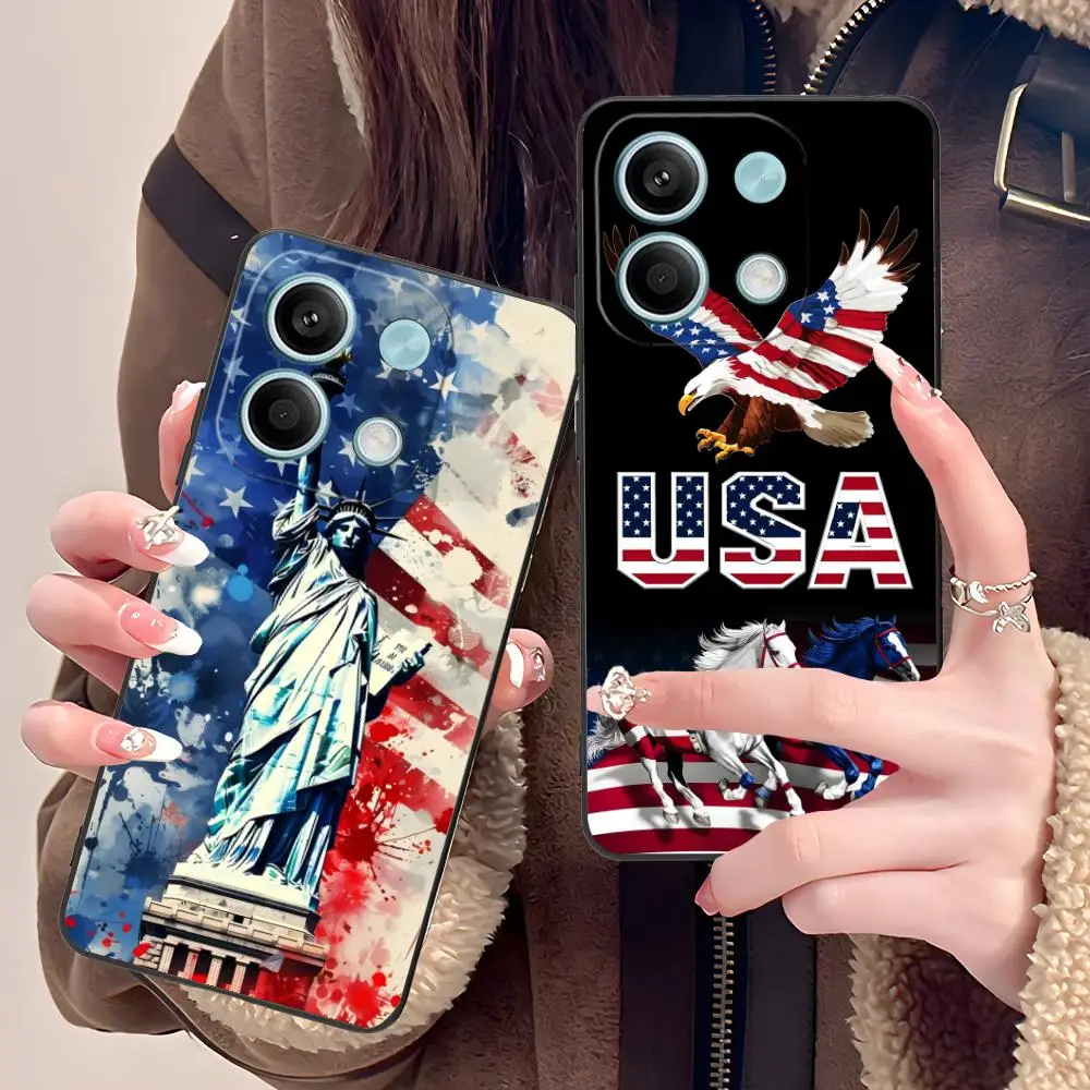 الولايات المتحدة الأمريكية أمريكا العلم المحمول قضية الهاتف الخليوي ل POCO F6 F5 F4 F3 F2 برو GT C40 اللون الطباعة الغطاء الواقي غطاء فاخر جميل #2