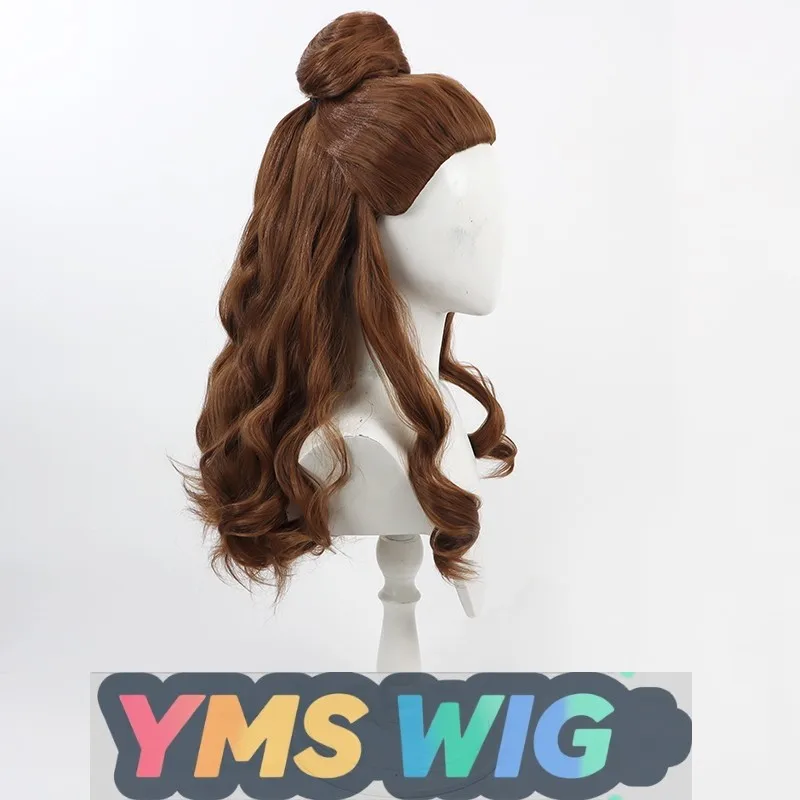 【MES WIG】 Belle et la bête Belle princesse Cosplay perruque Belle cheveux bouclés bruns perruque fendue