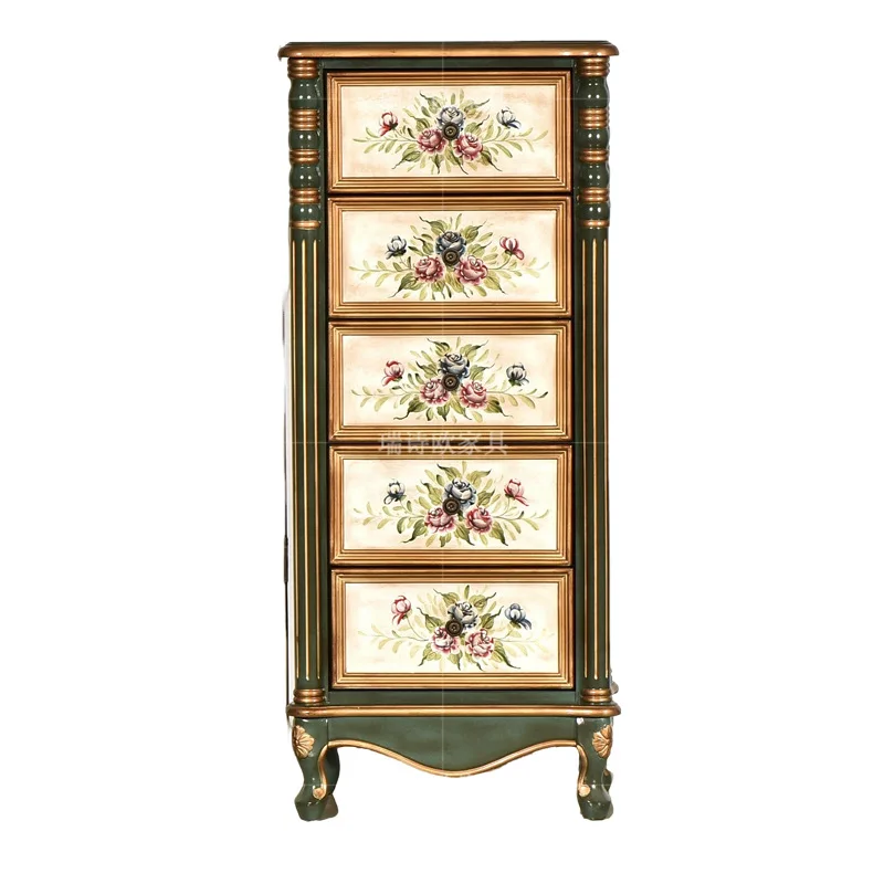 CX retro painted solid wood storage practical living room high-end middle and ancient style storage chest of drawers