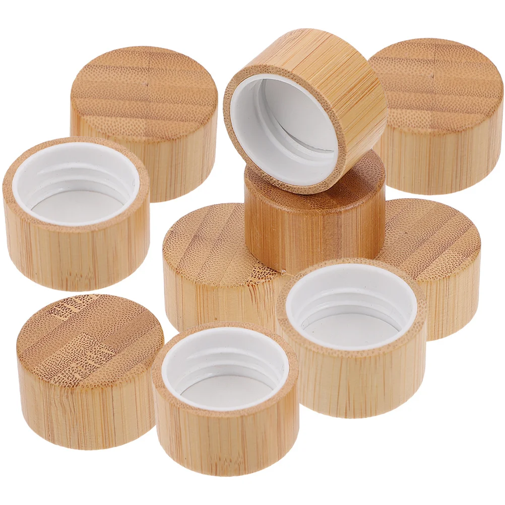 

10Pcs Bamboo Caps for Essential Oils PP Material Leakproof Reusable Compact Size Easy to Use Long Lasting