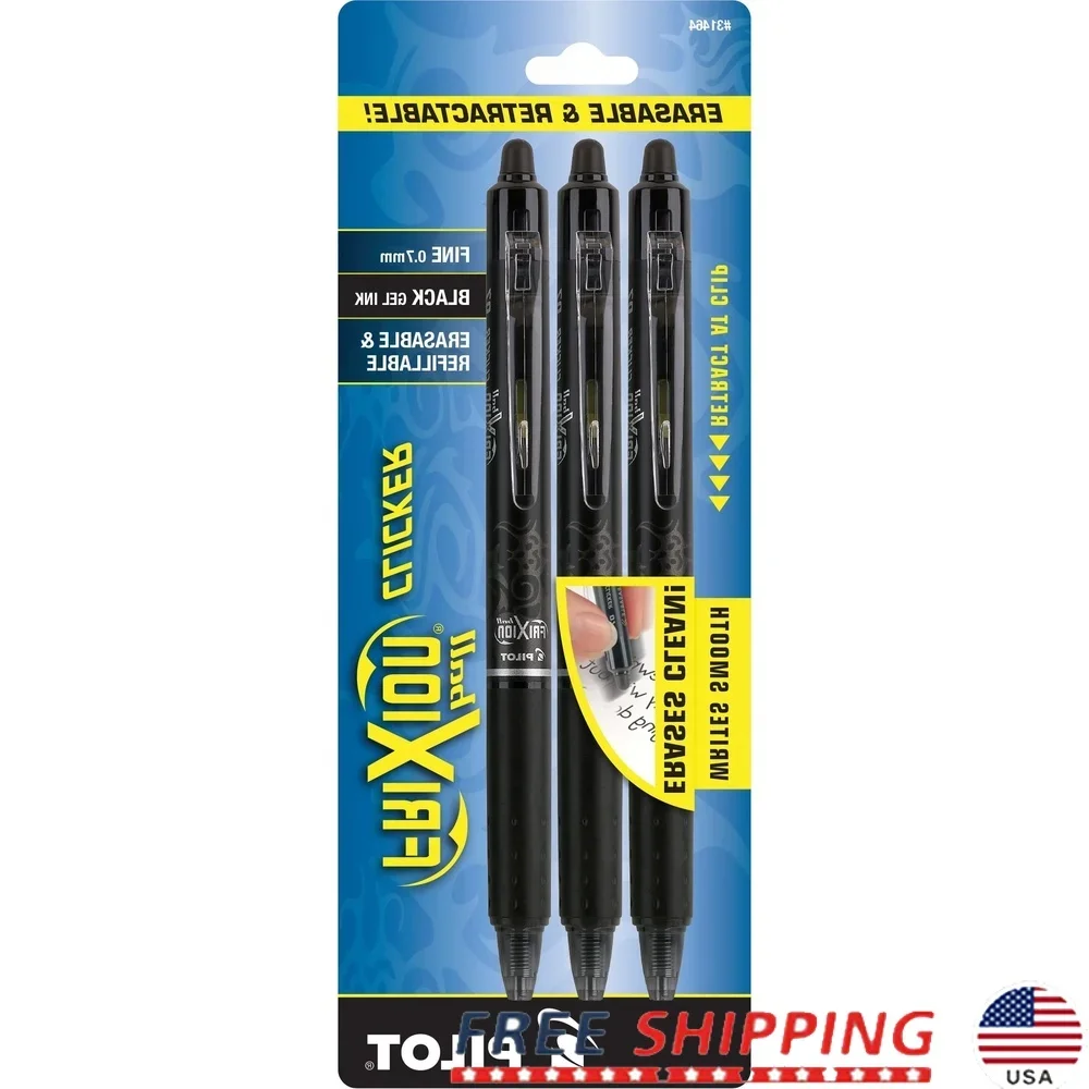 

Erasable Gel Pens Fine Point Black Ink 3 Pack Retractable Refillable No Smear Thermo-sensitive Ink Perfect Writing Editing