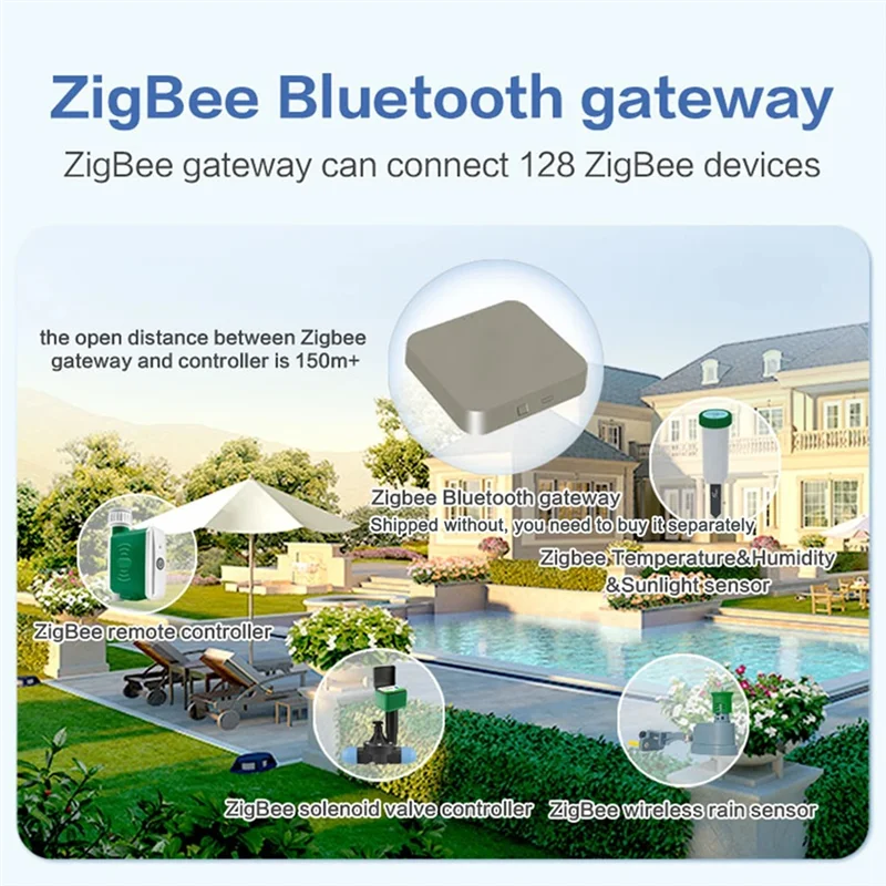 AA87 Tuya Zigbee Temporizador de rega Controlador de irrigação por gotejamento Controle por aplicativo para Alexa e Google