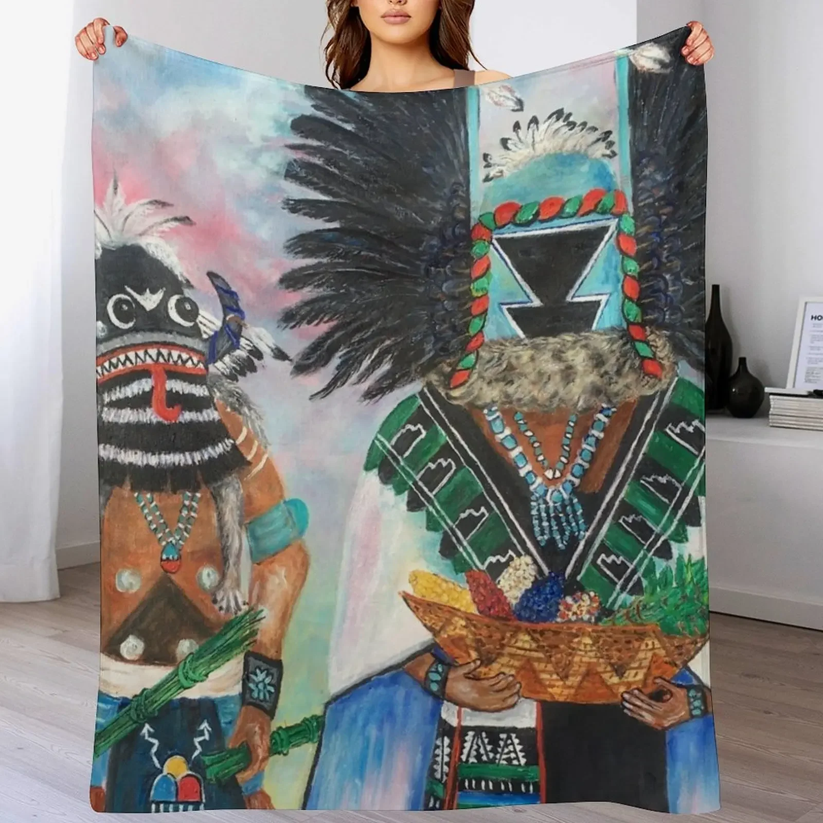 Crow Mother Brings Gifts of Life Throw Blanket Air Conditioner Soft Blanket for Office Home
