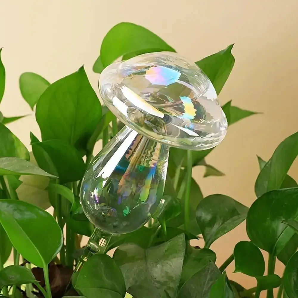 Glass Plant Watering Glass Globes Mushroom Shape Self Watering Drip Irrigation System Rainbow