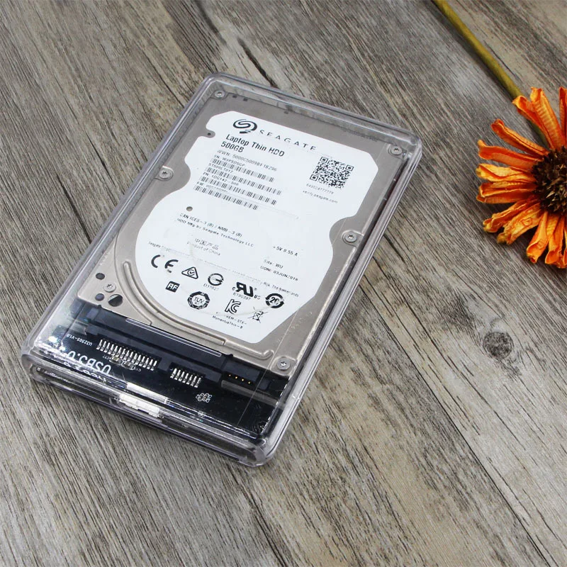 USB3.0 External HDD Case 5Gbps 2.5 Inch Transparent Hard Disk Case Hard Drive Enclosure SATA HDD SSD Storage Case for Laptop PC