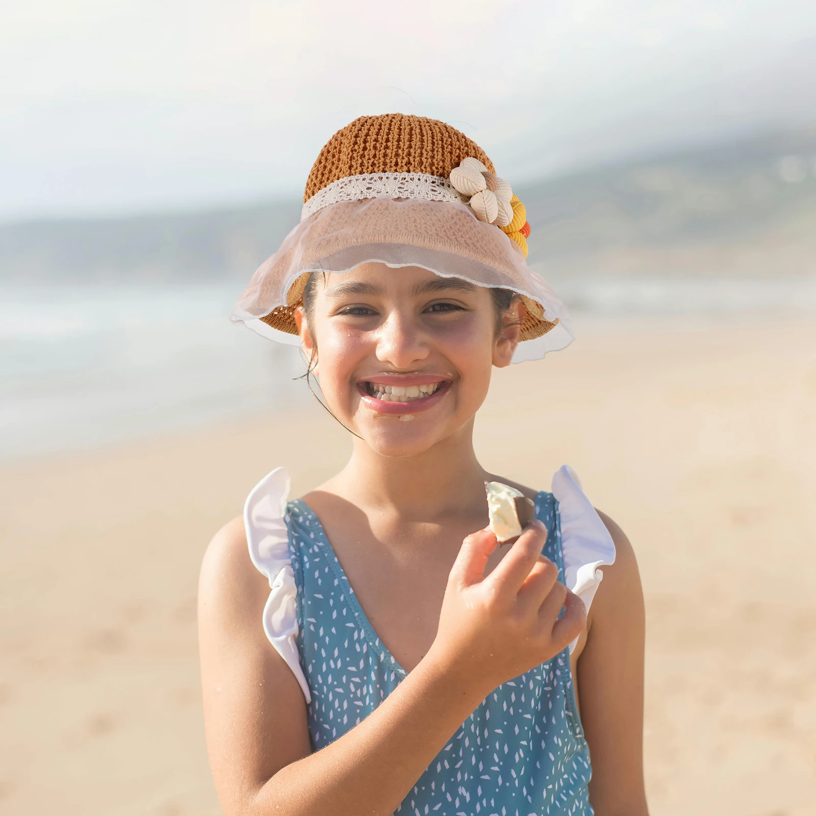 

's Sun Hat for Girls Toddler Infant UV Protection Breathable Lightweight Straw Beach Hats Outdoor Summer Adjustable