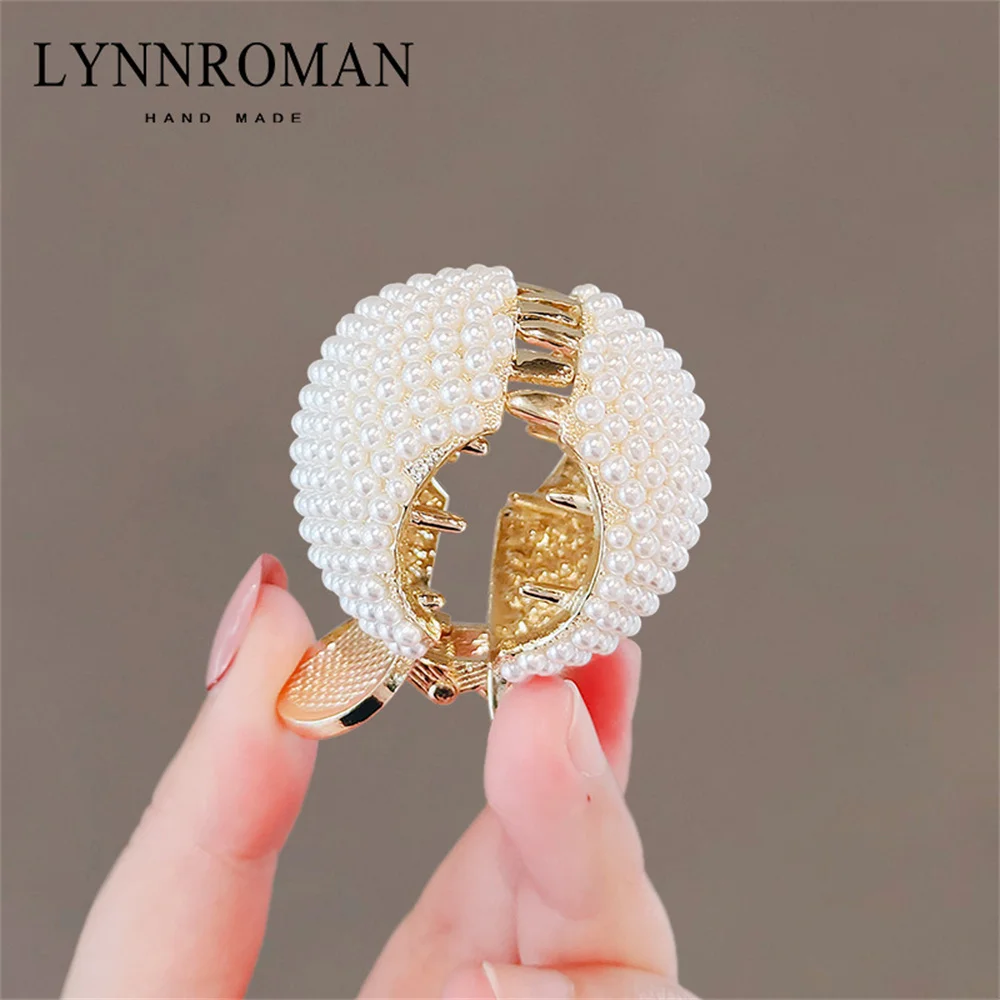 Luxury Rhinestone Pearl Crown Claw Clip Fixed Styling Wash Face  Makeup Shark Hairpin Women Girls High Ponytail Hair Accessories