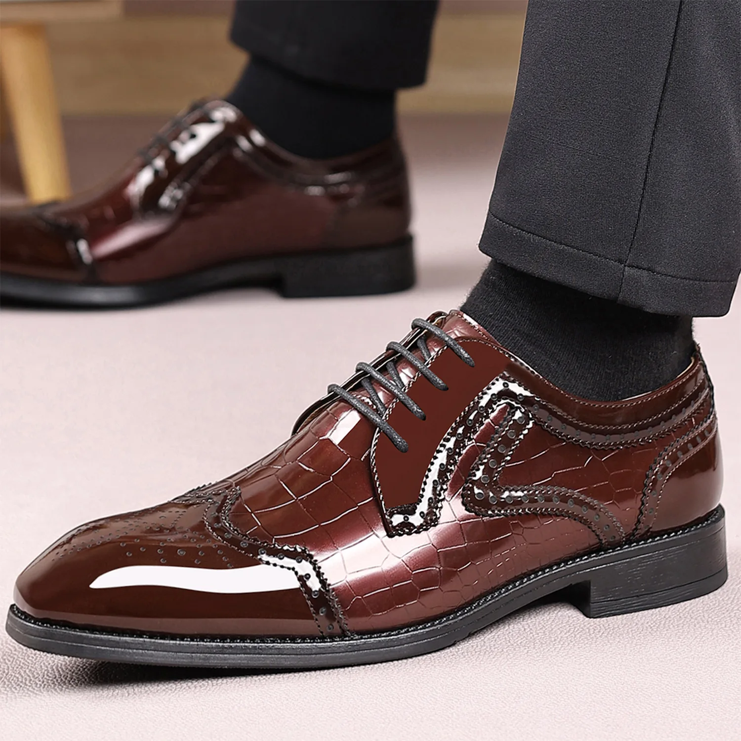 Men's British-Style Casual Business Office Dress Leather Shoes Wedding Groom's Shoes Comfortable Breathable