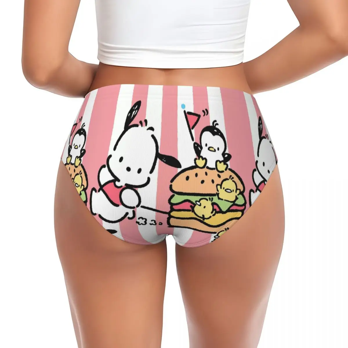 Biancheria intima elasticizzata traspirante da donna con mutandine brevi Pochacco Hamburger personalizzata