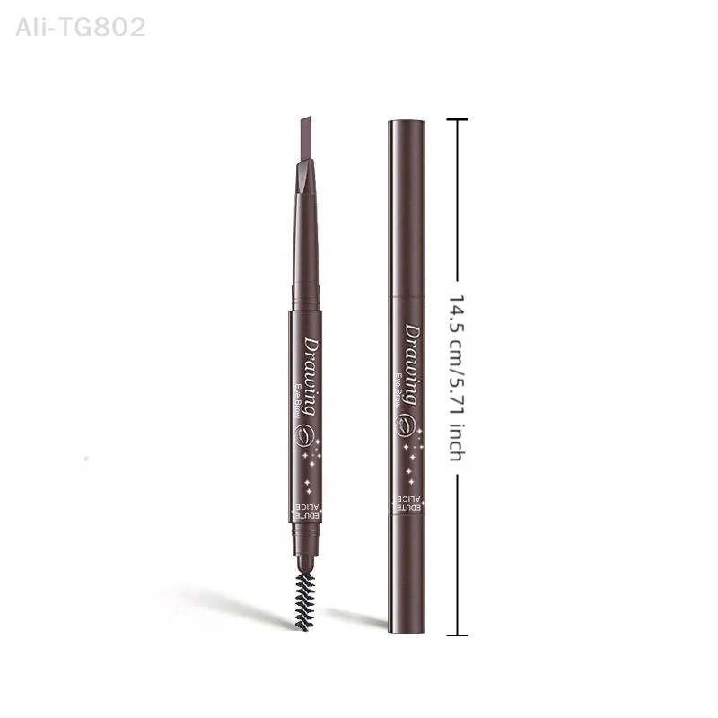 1 ชิ้น ดินสอเขียนขอบตาและเขียนคิ้วแบบสองหัวพร้อมแปรง กันน้ำ ติดทนนาน ให้เอฟเฟกต์เส้นไหม ใช้สำหรับเขียนขอบตาล่างและระบายสีคิ้ว อุปกรณ์เสริมความงาม