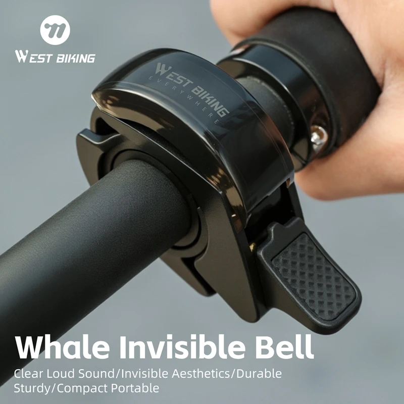 

WEST BIKING Invisible Bike Bell Loud Crisp Sound Aluminum Alloy Bicycle Bell Waterproof Compact Handlebar Bell for Road/MTB