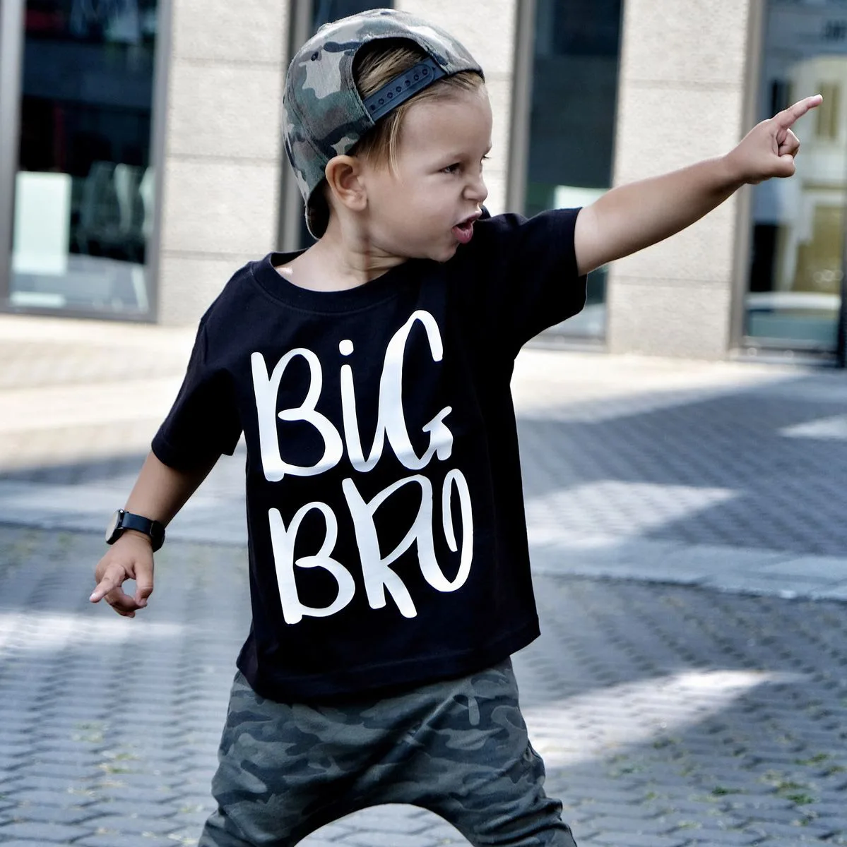 Printed Big Brother Collection Boy\'s T-shirt Round Neck White T-shirt for Kids in Summer Big Bro Boy Tops 80-130cm