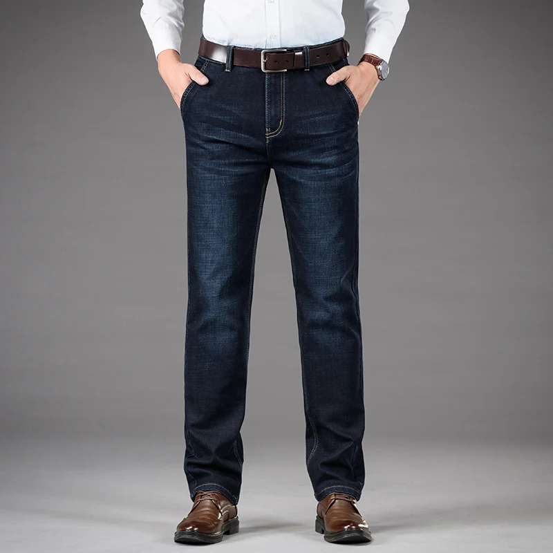 Autumn Brand Men's Jeans Stretch Comfortable Business Fashion Trousers Casual Straight Classic Slim Denim Pants Male
