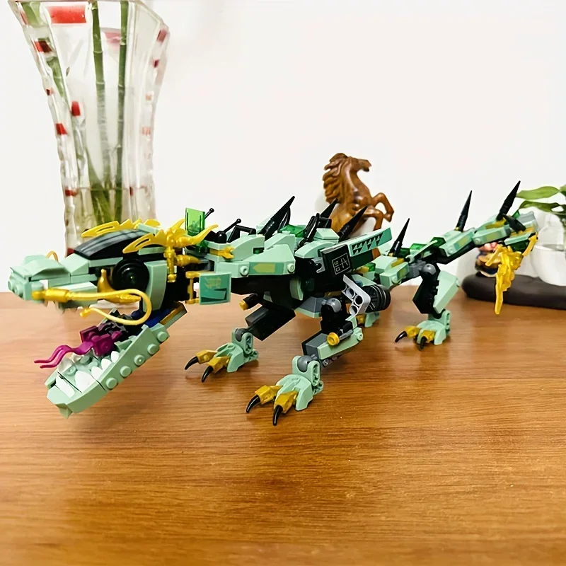 495pcs Green Dragon Building Blocks, Movie Series, Movable Assembly Building Blocks, Educational Toys Birthday Gifts