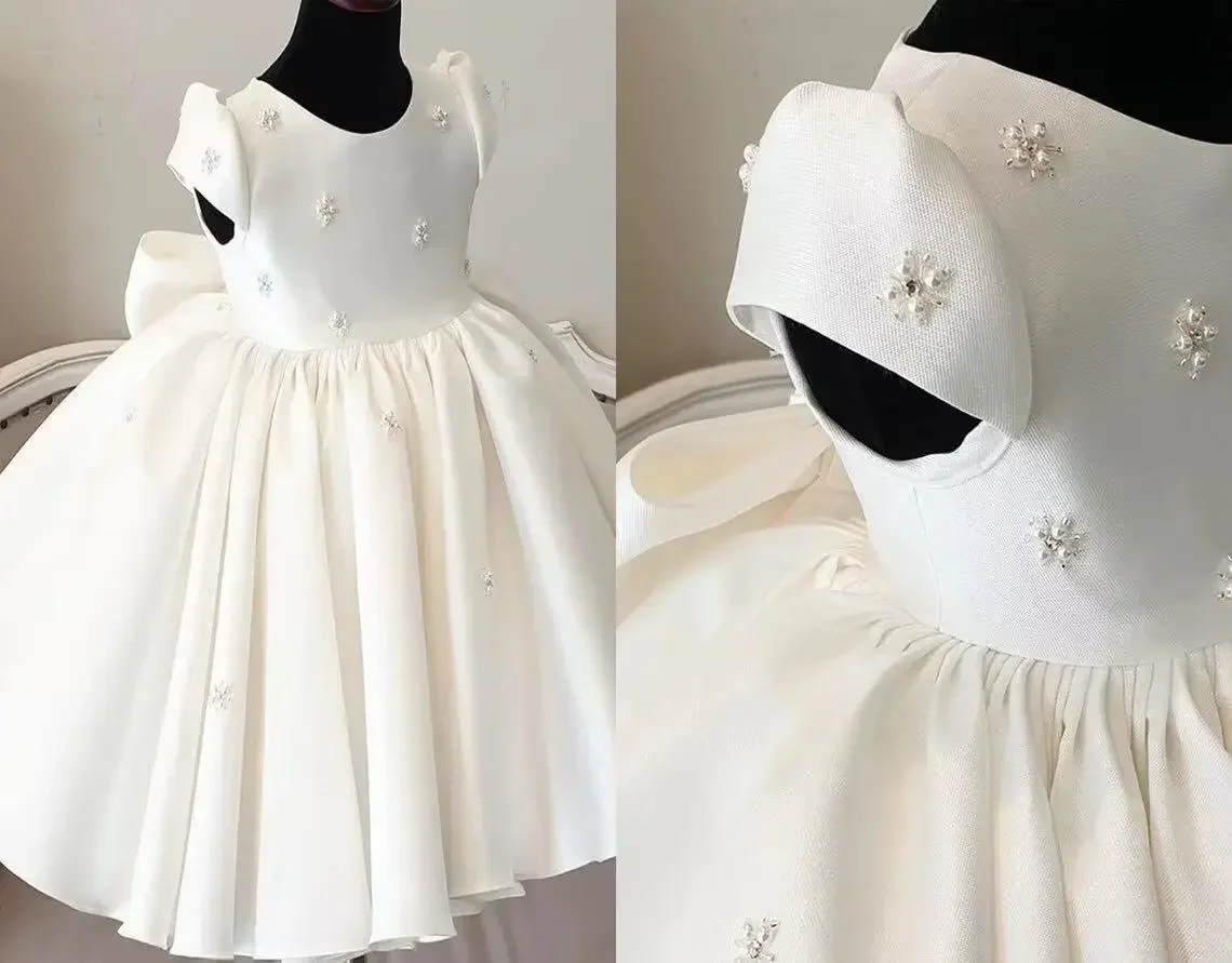 Baby Taufe Kleid Prinzessin Brautjungfer Kinder Kleid für Mädchen elegante Bogen Mädchen Kleid für Party und Hochzeit Baby Tauf kleid