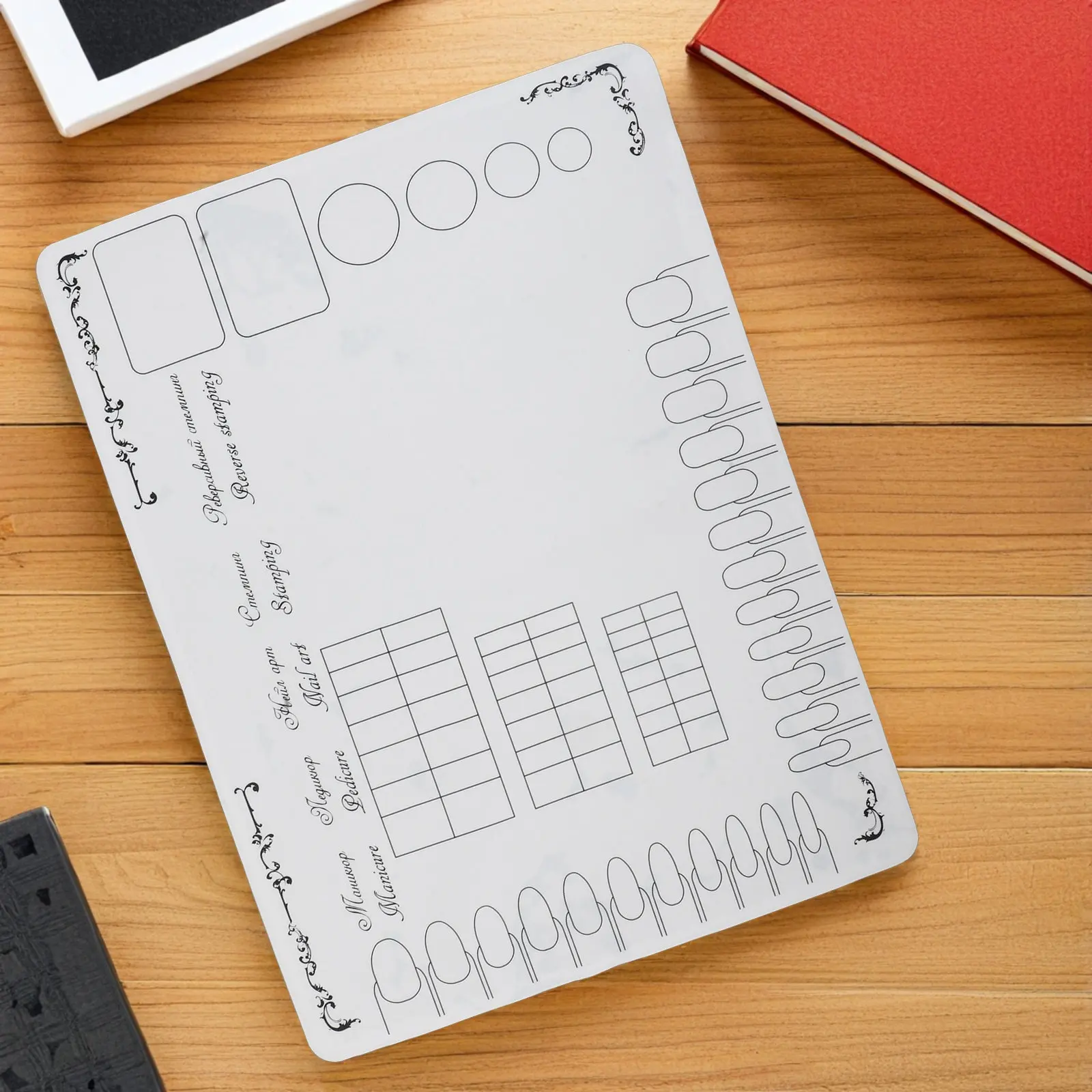 

2Pcs Nail Art Hand Rest Pad 40x30cm Square Pattern Desk Mat Waterproof Manicure Practice Mat Detachable Paper Palette Nail Photo