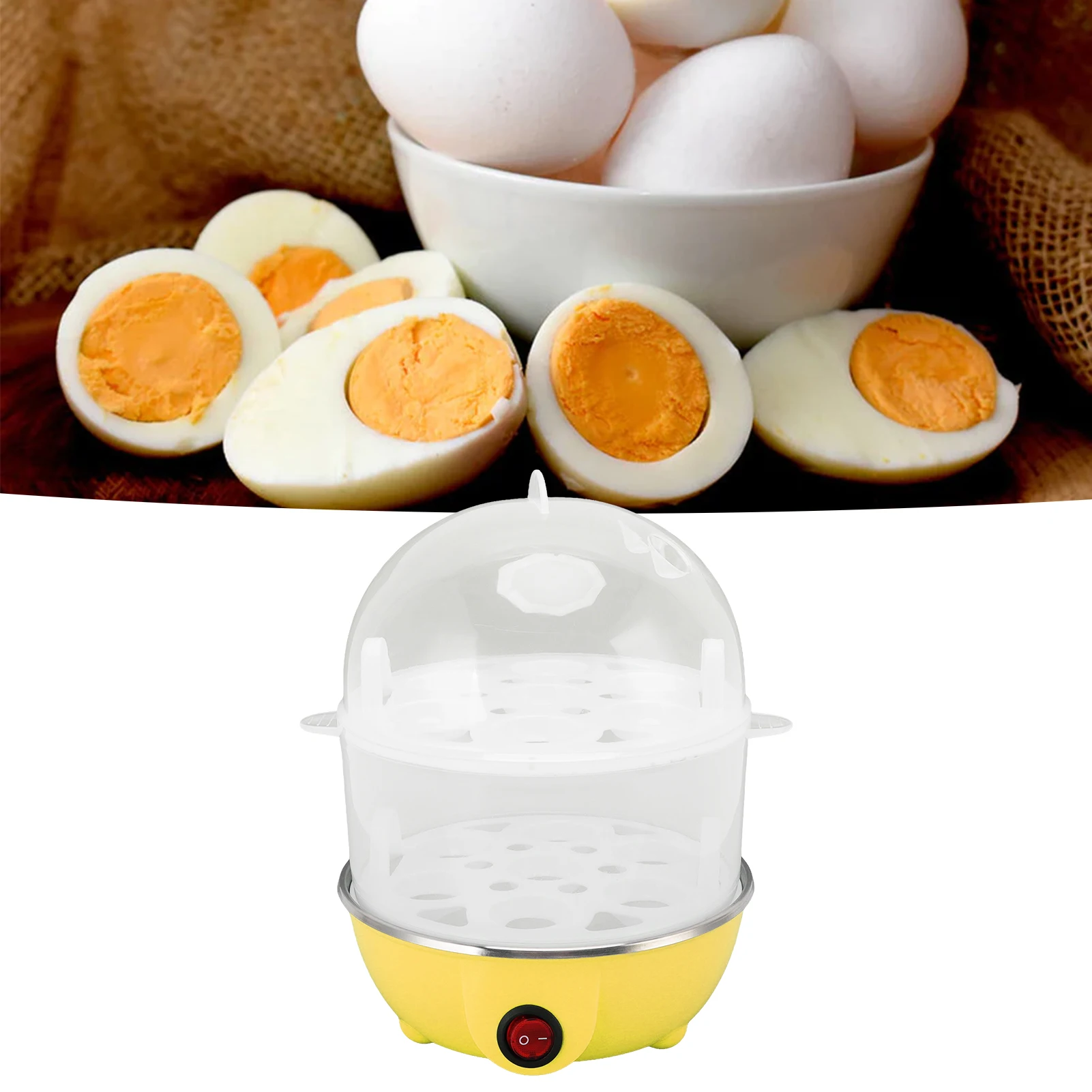 Home Egg Cooker 350W 2 Layers 14Pcs Eggs A Time Auto Power Off Safe Durable PP Egg Boiler With Measuring Cup for Home