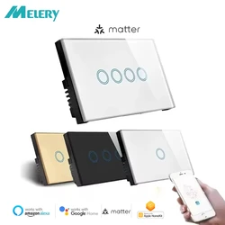 Melery Apple Homekit Smart Things Interruttore da parete con luce WiFi Sensore tattile Controllo remoto di Matter Ewelink Google Home Siri Alexa