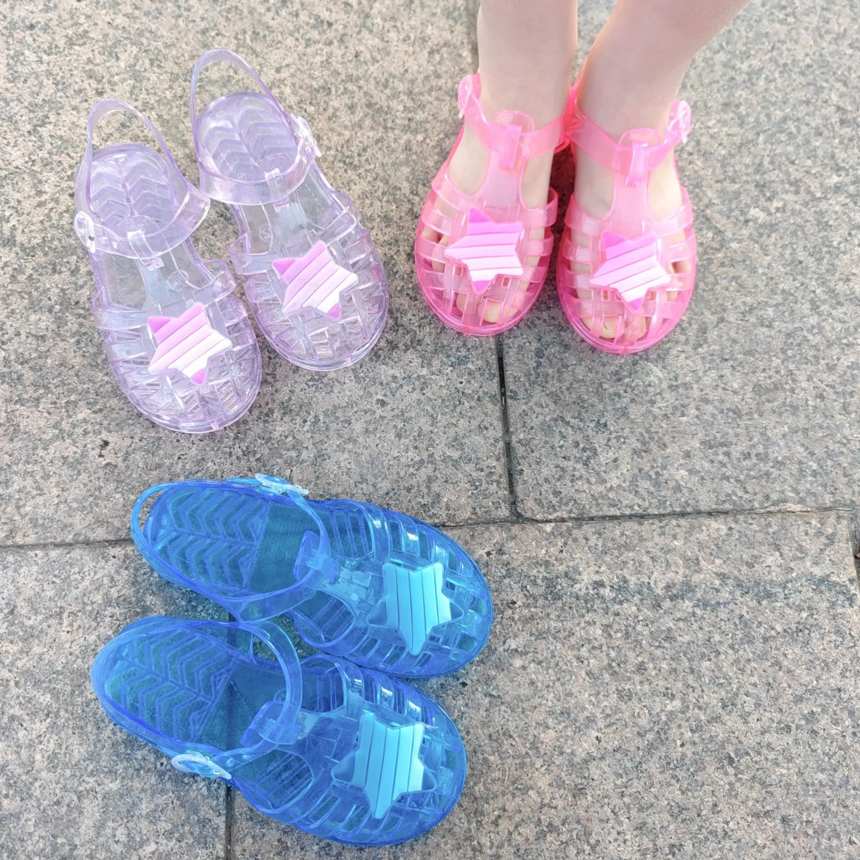 New Roman Sandals Summer Girl Children shoes Cave Princess Shoes Crystal Jelly Baby Rainbow Pentagram Sandals Kids Beach Sandals