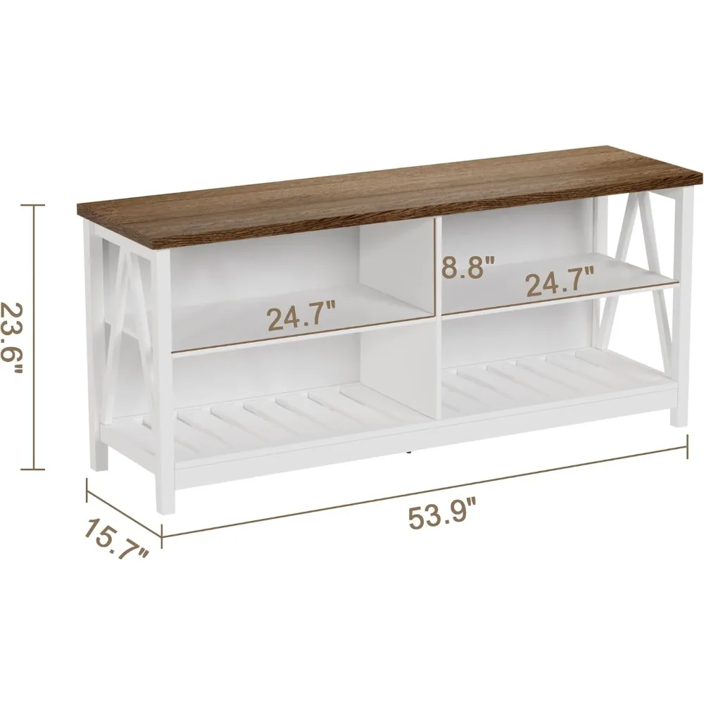 مركز ترفيه تلفزيوني حديث مقاس 60 بوصة مزود بـ 4 أرفف مفتوحة وفتحات لإدارة الكابلات #2