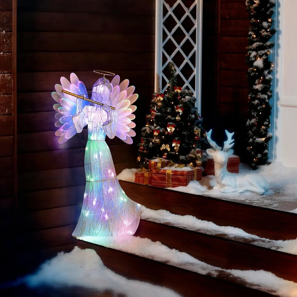 

3' Outdoor Animated Fiber-Optic Angel White Lighted Christmas Decoration