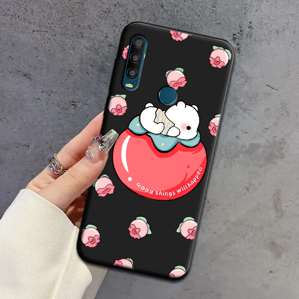 Capa de telefone de silicone macio TPU astronauta padrão bonito dos desenhos animados, capa de moda para Alcatel 3L, 1V 2020