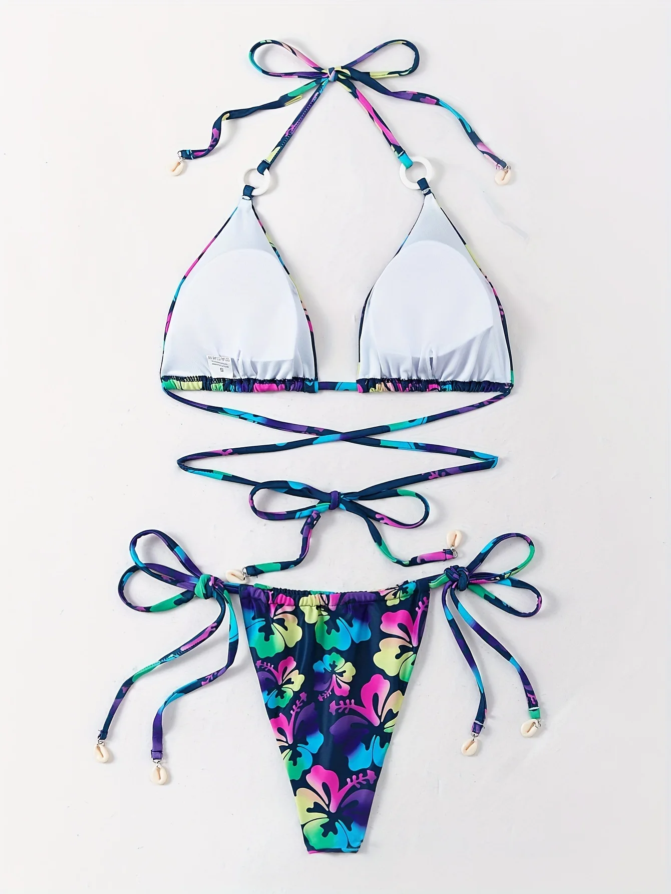 섹시한 꽃 프린트 마이크로 비키니 세트 두 조각 홀터넥 넥타이 문자열 수영복 수영복 수영복 수영복 biquini Tankini