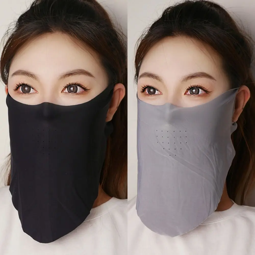 Masker pelindung terik matahari, syal wajah pelindung UV warna Solid, penutup pembungkus leher tahan matahari, syal wajah musim panas