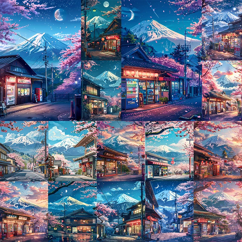 

Japan Fuji Mountain Sakura Poster Light Pink City Asia Travel Print Canvas Painting Wall Painting Home Room Decoration