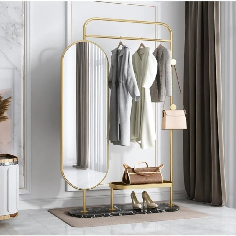 Custom. Nordic Floor Bedroom Hanger Full Body Fitting Dressing Mirror Multi-Functional Coat Rack Storage Pendant Rack