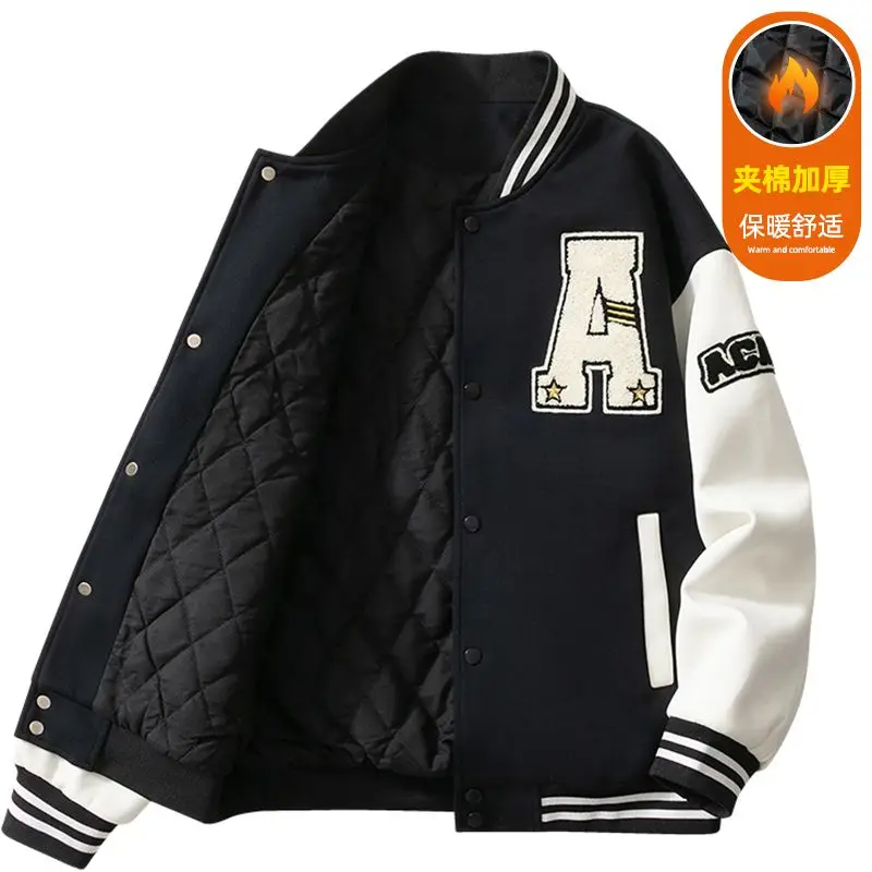

Baseball jersey men's spring, autumn and winter couple padded thickened loose jacket