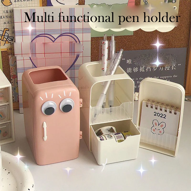 Japanese Creative Refrige Pen Holder Case Girls Cute Multifun Stationery Drawer Storage Box Kawaii Large-capacity Desk Organizer