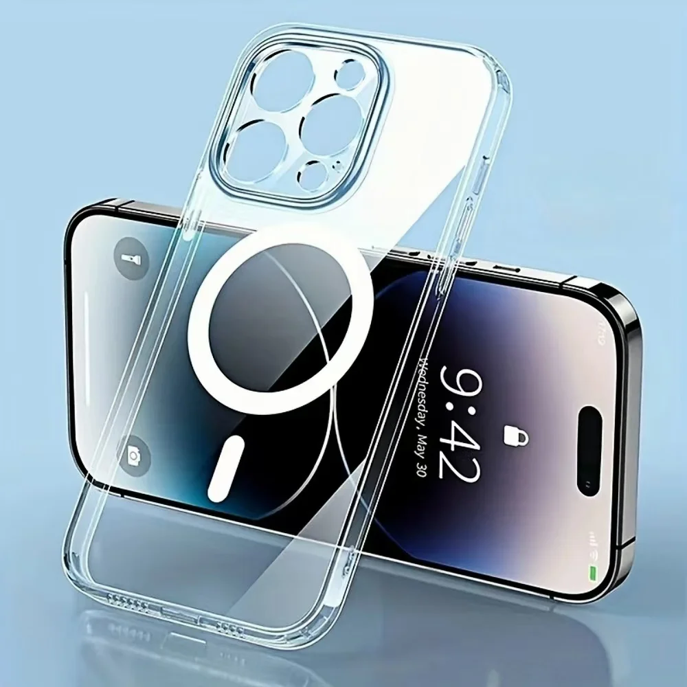 

Magnetic Transparent Wireless Charging Case For iPhone 17 16 15 14 13 12 11 Pro Max Plus Fine Hole Camera ProtectionA