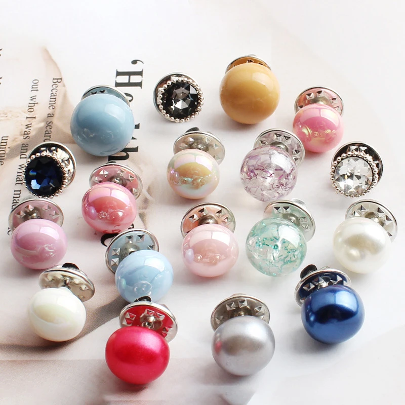 

10/15Pcs Detachable Women Shirt Buttons Pins Imitation Pearls Cover up Brooch Button DIY Clothing Accessories Jewelry Brooches